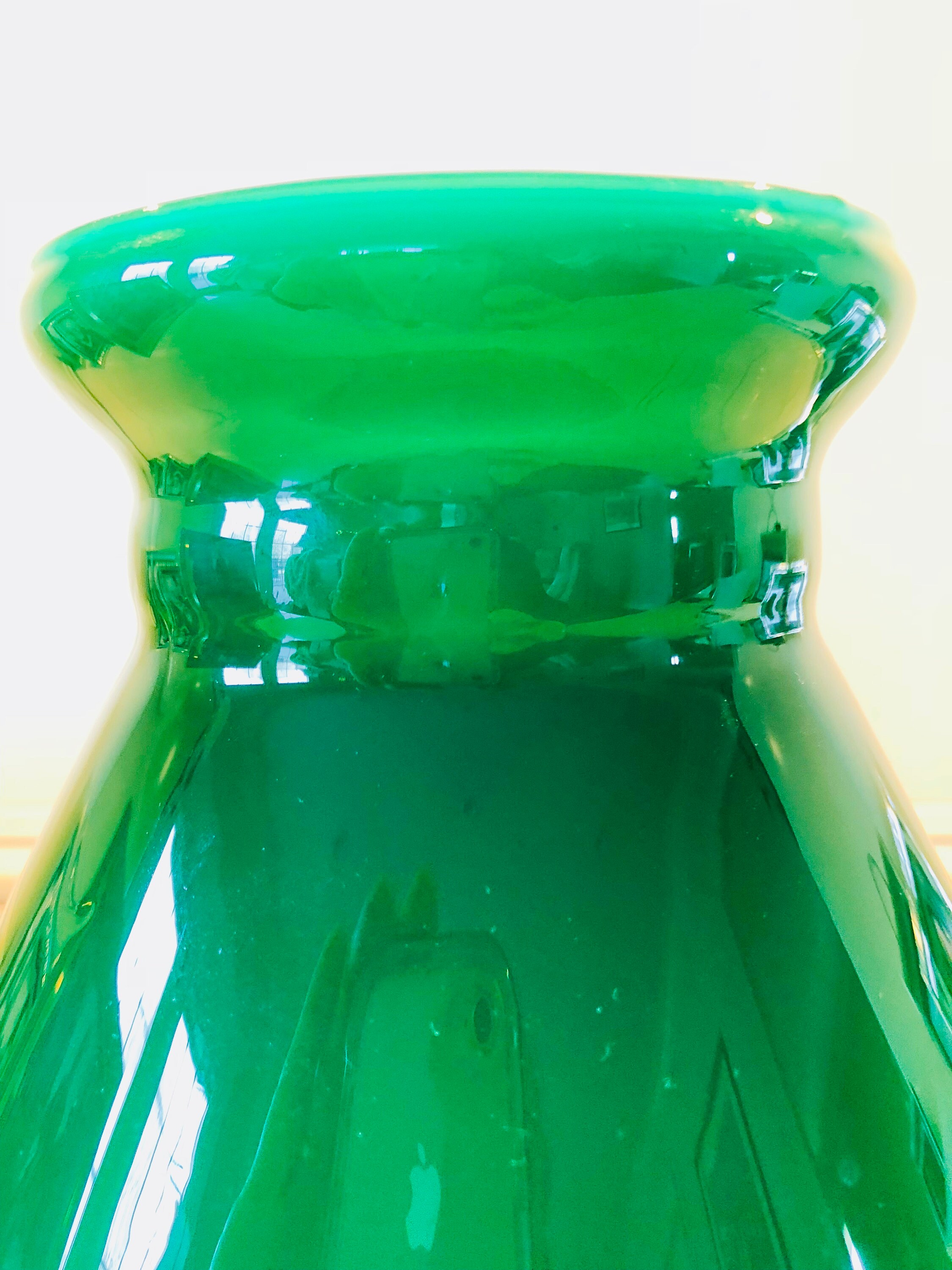 Murano Hand Blown Green Cased Glass with White Lining Lamp Etsy