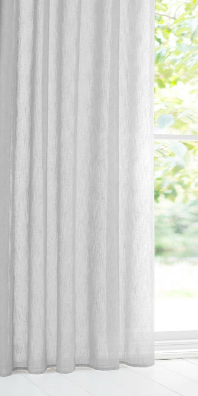 Extra Wide White Cream Grey semi sheer SLUBBED COTTON Look voile Curtain Panel ** All Sizes available **