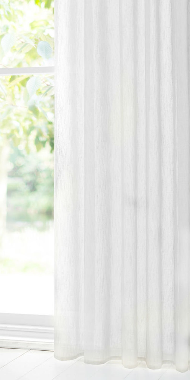 Extra Wide White Cream Grey semi sheer SLUBBED COTTON Look voile Curtain Panel ** All Sizes available **
