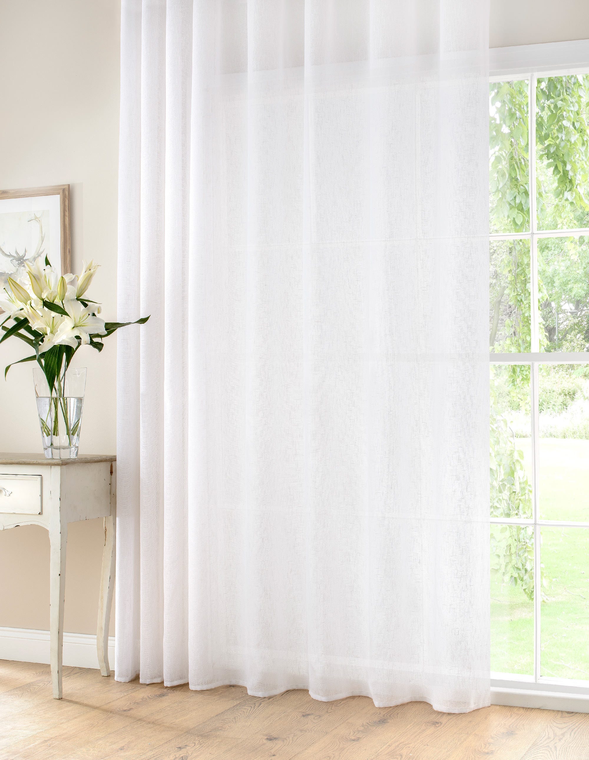 Extra Wide White LINEN RICH semi sheer voile Curtain Panel Etsy