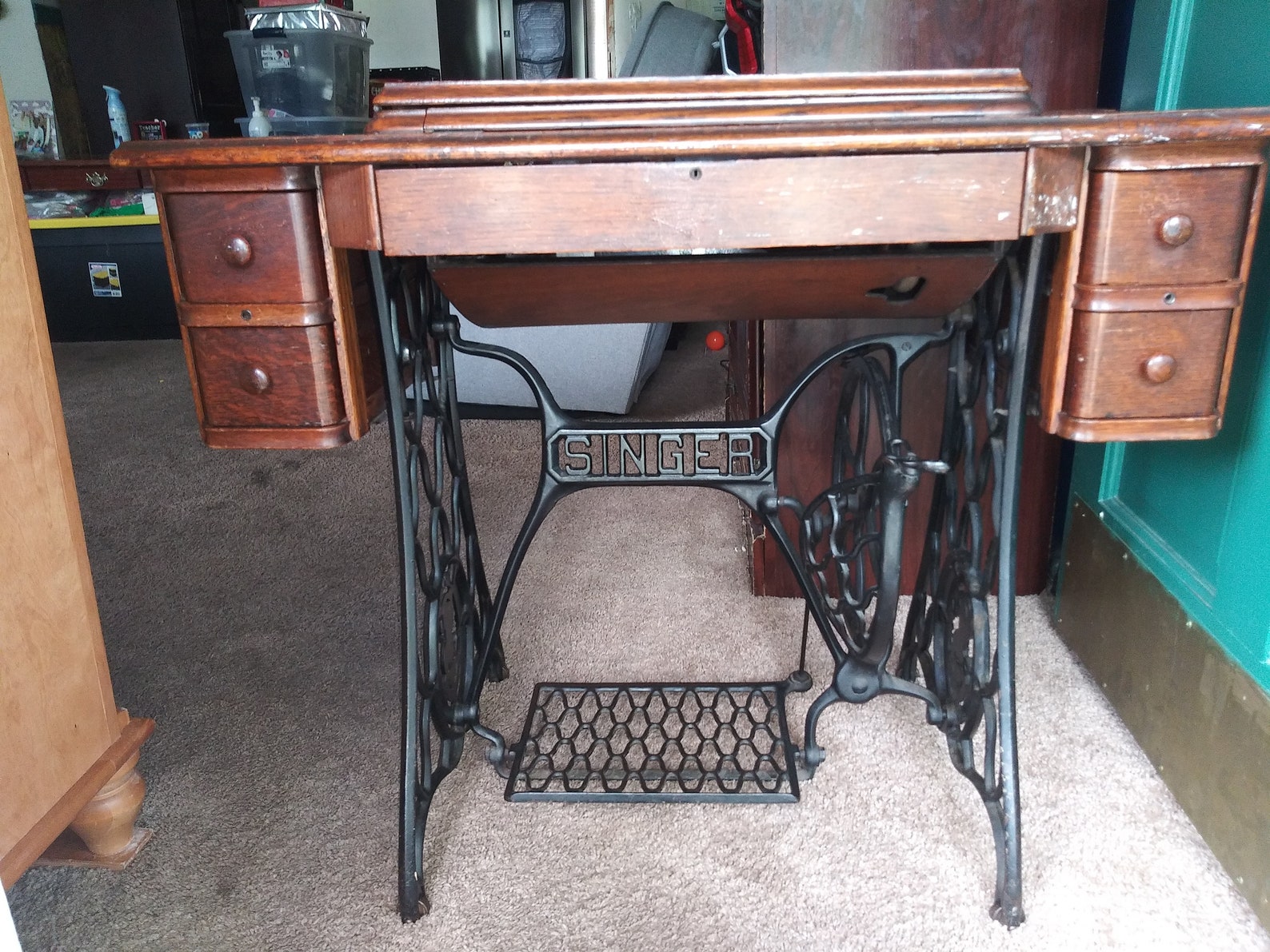 1930's Singer Vintage Antique Sewing Machine Table Etsy