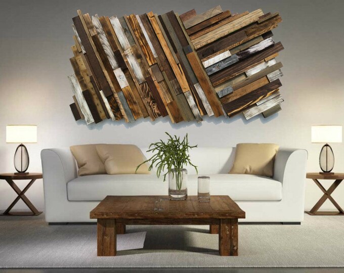 Reclaimed Wood Wall Art FREE SHIPPING Rustic Art Abstract Etsy