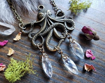 Steampunk Octopus Necklace | Statement Necklace | Ocean Inspired Necklace | Steampunk Jewelry | Octopus Necklace | One of a Kind Necklace
