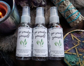 Crystal Infused Smudge Spray | Full Moon Infused Smudge Spray | Smoke-Less Cleansing Spray | Gift For Her | Cleansing Smudge Spray