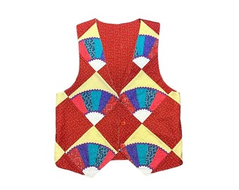Vintage 1980s • 80s OOAK Handmade Quilted Vest / Size Medium to Large
