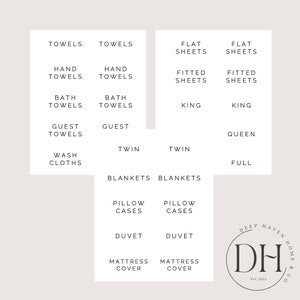 Linen Closet Organization Labels Minimalistic Printable Digital Download