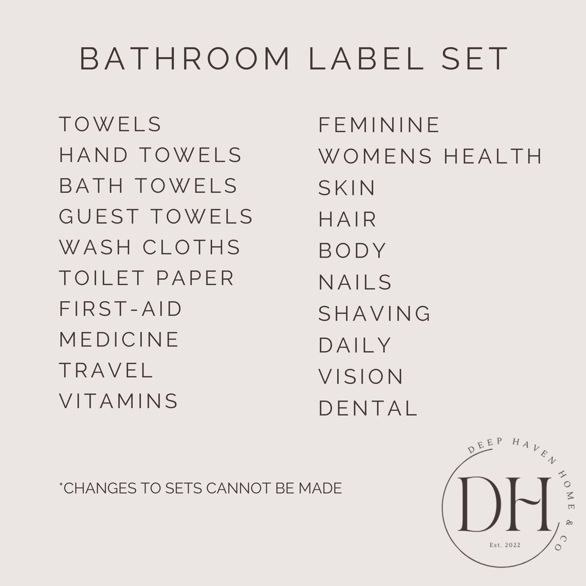 Bathroom Organization Labels Minimalistic Printable Digital Download - Etsy