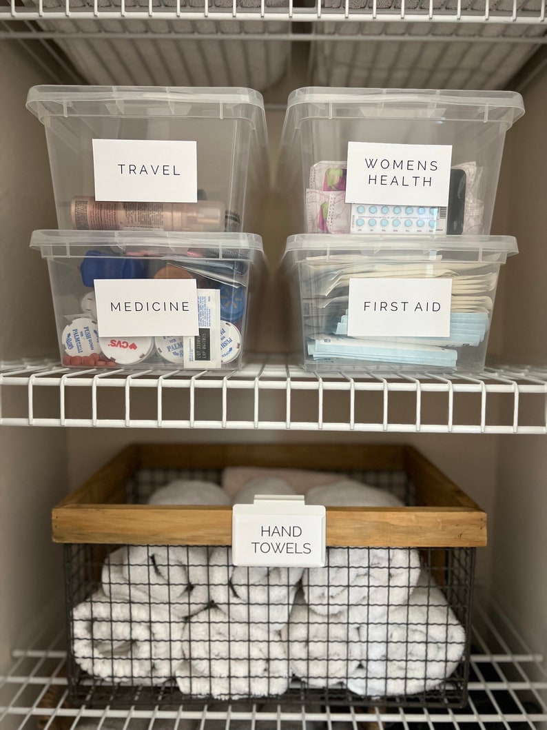 Linen Closet Organization Labels Minimalistic Printable Digital