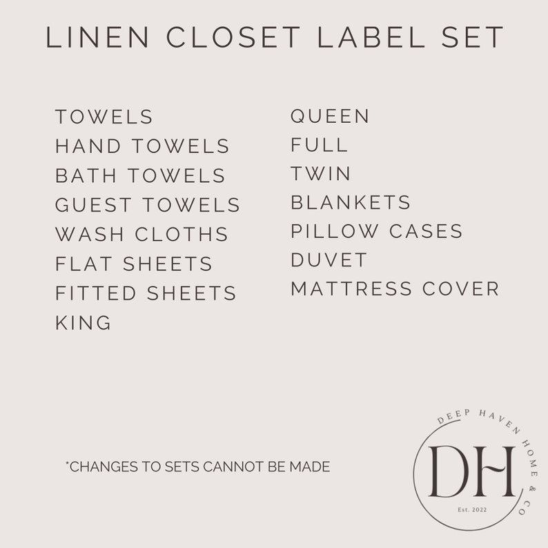 Linen Closet Organization Labels Minimalistic Printable Digital