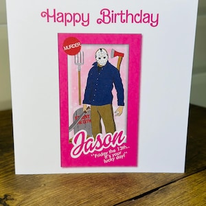 Jason - Barbie - Freitag der 13te - Blanko Grußkarte - mit Wunschmotiv