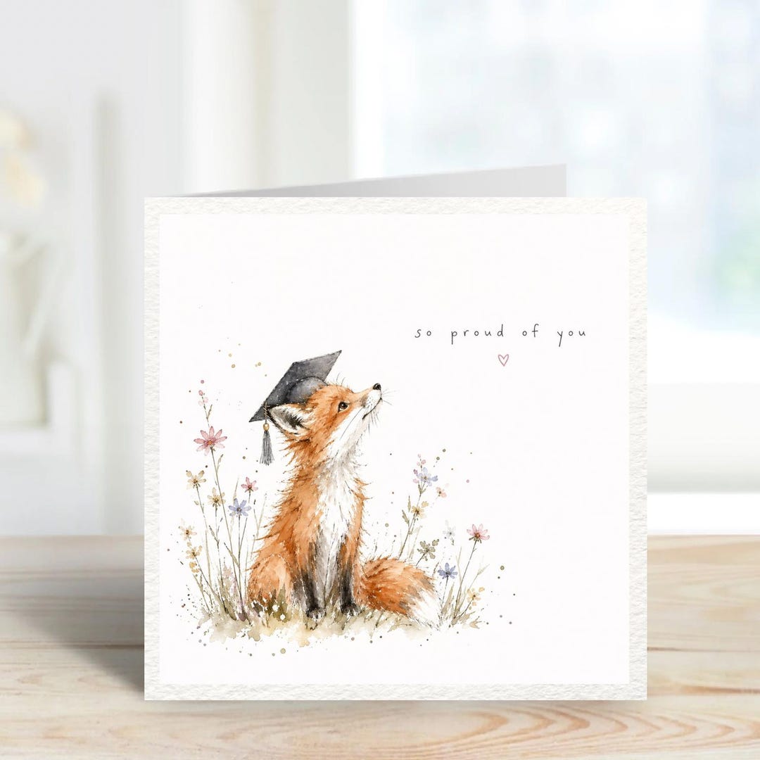 Graduation Card Fox, so Proud of You Card, Cute Animal Graduation Card ...