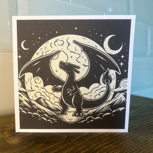 Dracaufeu - Dragon - Draconique - Bipède - Carte de voeux vierge