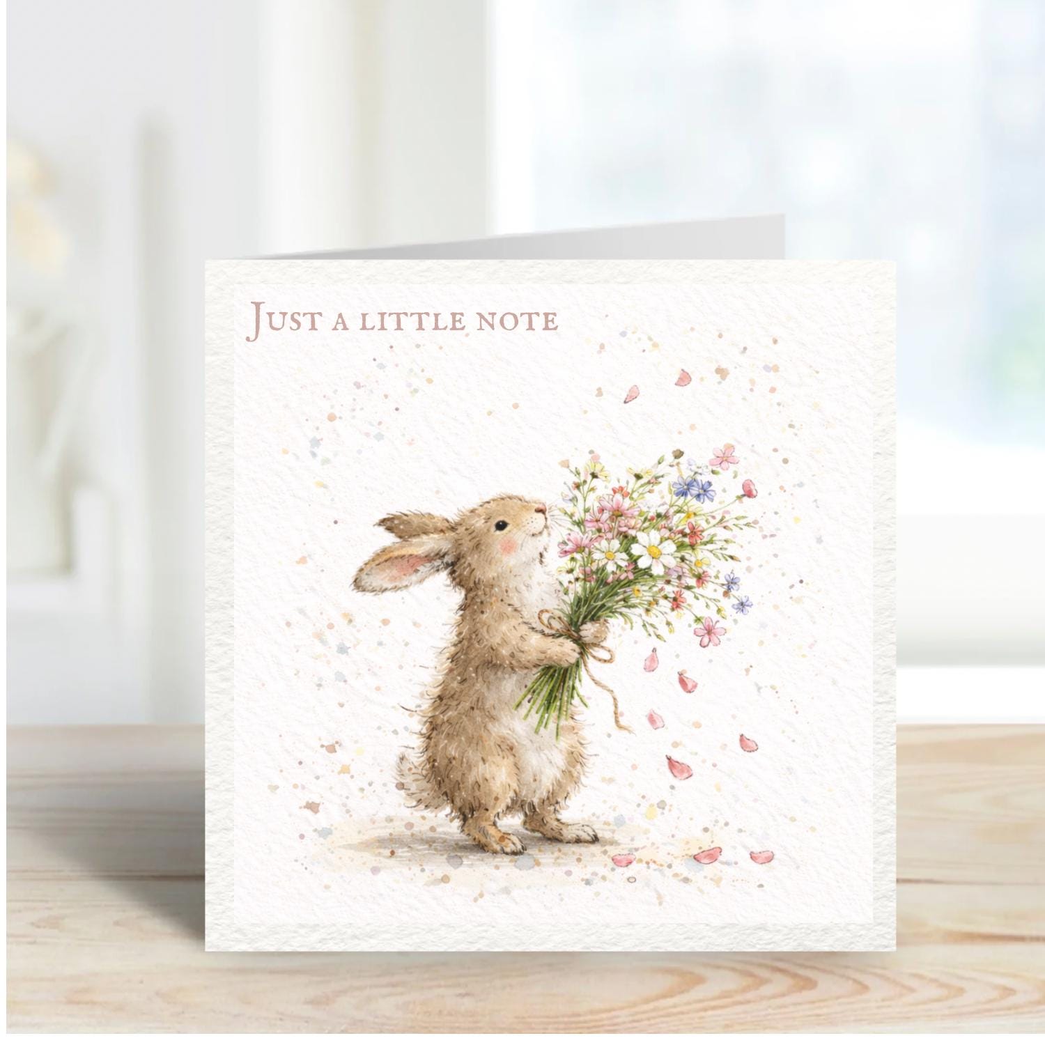 Cute Bunny Card, Just a Little Note Card, Thinking of You Card, Rabbit ...