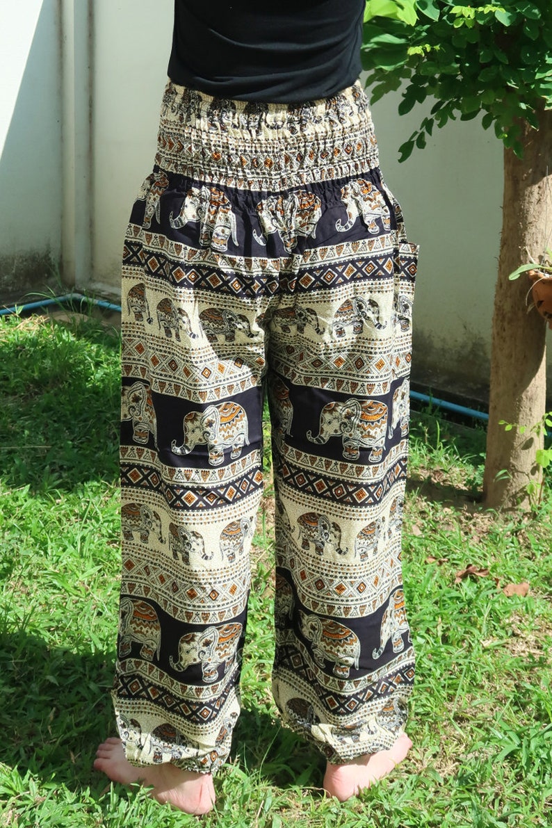 red hippie pants