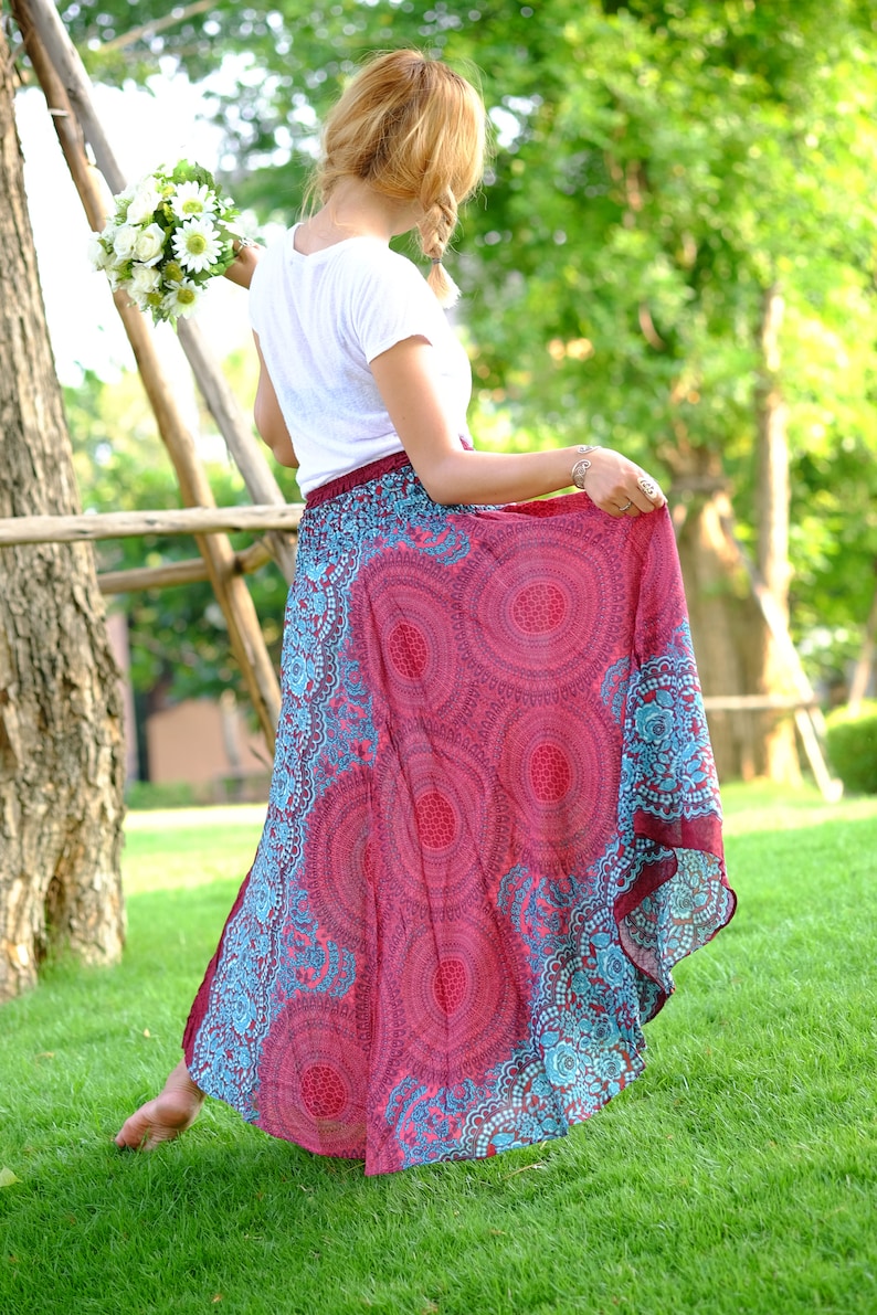 Long skirt Rose Skirt hippie Skirt Rose skirt Red
