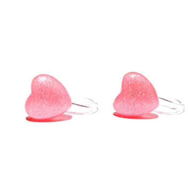 Glitter Heart Earrings / Hypoallergenic Metal Free / Invisible Clip Ons / Plastic Post Earrings / Kids Studs / Heart Jewelry / Gift For Her