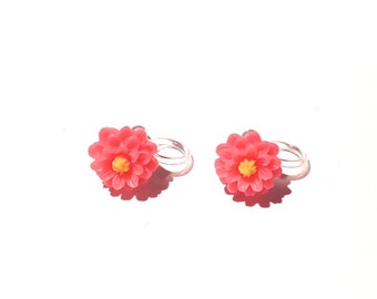Dahlia Flower Earrings For Sensitive Ears / Hypoallergenic Metal Free / Flower Lovers / Bohemian Studs / Gifts For Her / Sister Gift /
