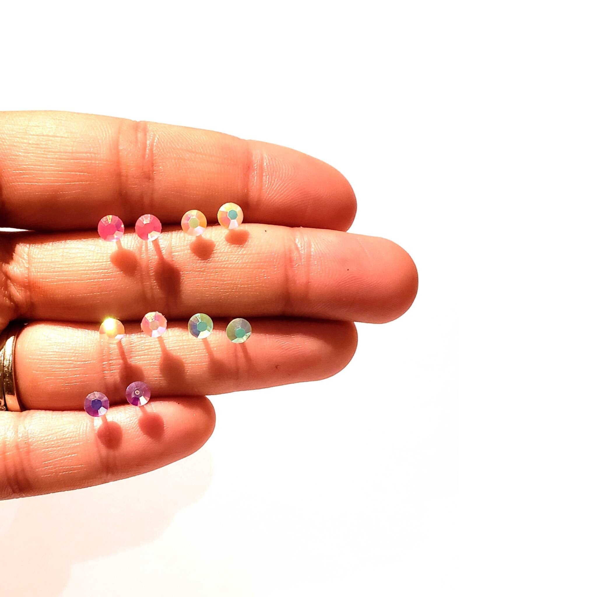 Tiny Rhinestone Stud Earrings For Sensitive Ears Dainty Etsy