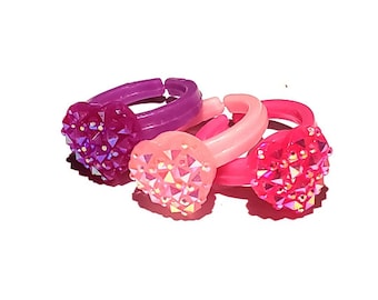 Sparkly Druzy Heart Ring - Kids Rings - Princess Birthday - Diva Jewelry - Bling Jewelry - Statement Rings - Children's Rings - Love Jewelry
