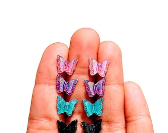 Butterfly Earrings For Sensitive Ears / Hypoallergenic Studs / Plastic Post Earrings / Clip On Earrings / Birthday Gift / Butterfly Gifts,