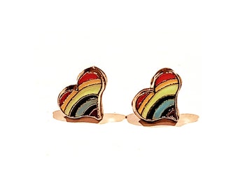 Rainbow Heart Earrings For Sensitive / Stainless Steel / Pride Earrings / Friendship Jewelry / Birthday Gift / Gift For Her / Love Jewelry