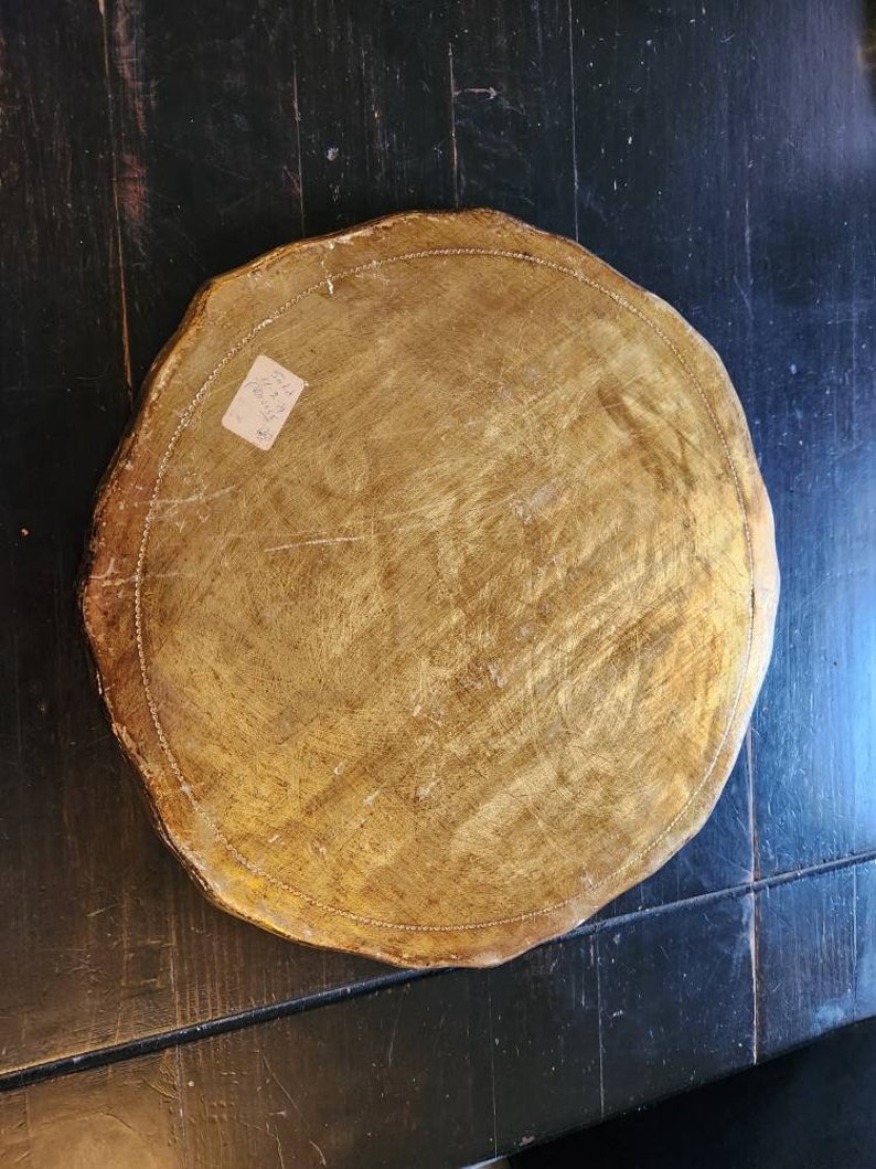 Vintage Italian Florentine Round Tole Painted Tray. Gold Blue - Etsy