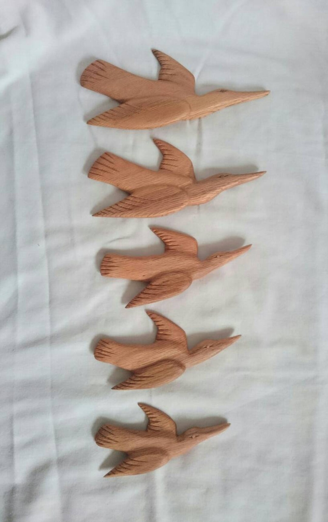 Hand Carved Set of 5 Flying Ducks Wall Hanging Made From Etsy