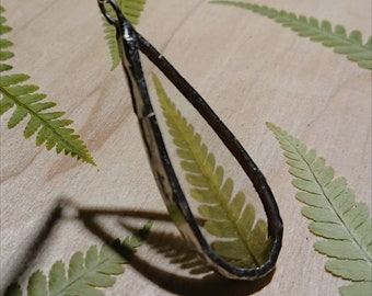 Pressed Real Fern Leaf Terrarium Pendant Long Teardrop Shape Jewelry Forest Nature Wild Plant Soldered Boho Wilderness Necklace Wild Natural