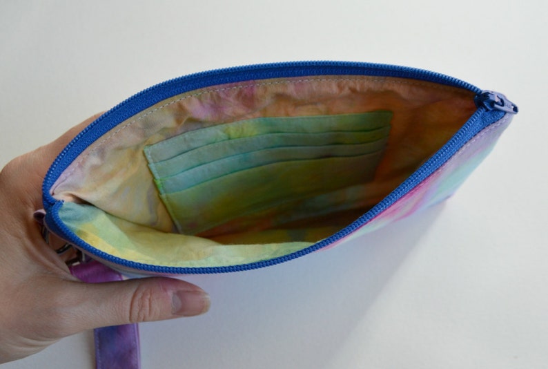 ice dyed stocking stuffer OOAK one of a kind gift gifts under 25 Rainbow hand dyed wallet tie dye clutch wallet