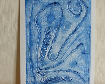 Blue (Collograph print)