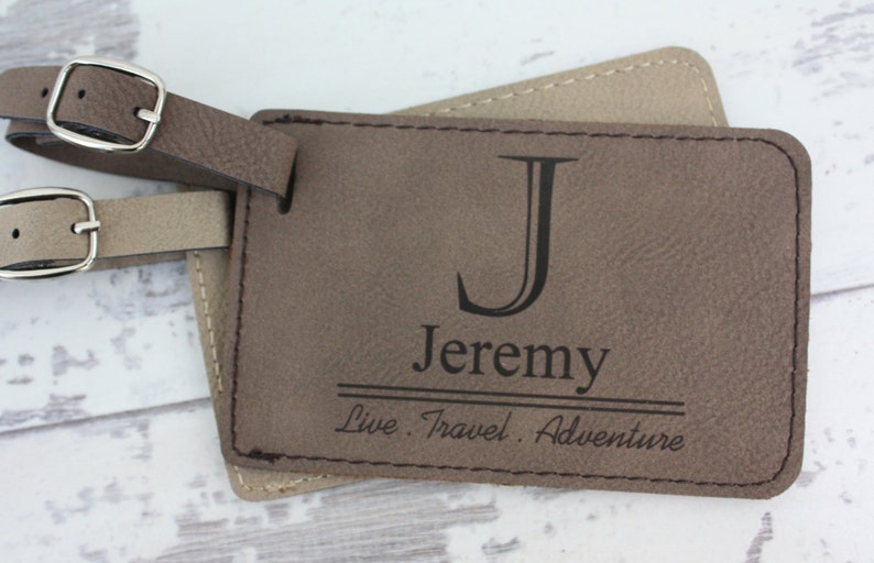 Engraved Luggage Tag Gift for Him Gift for Her PAIR- Leatherette Custom Monogram Luggage Tag Set Personalized luggage tag,Luggage Tag