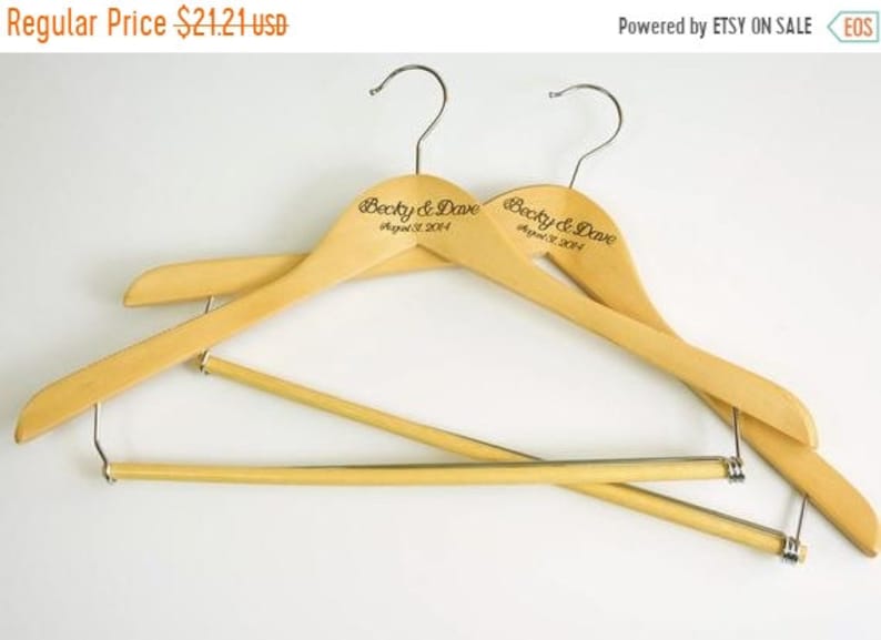 CHRISTMAS SALE Set of 2 Personalized Engraved Hangers for Married Couple VALENTINE/'S Day wedding gifts