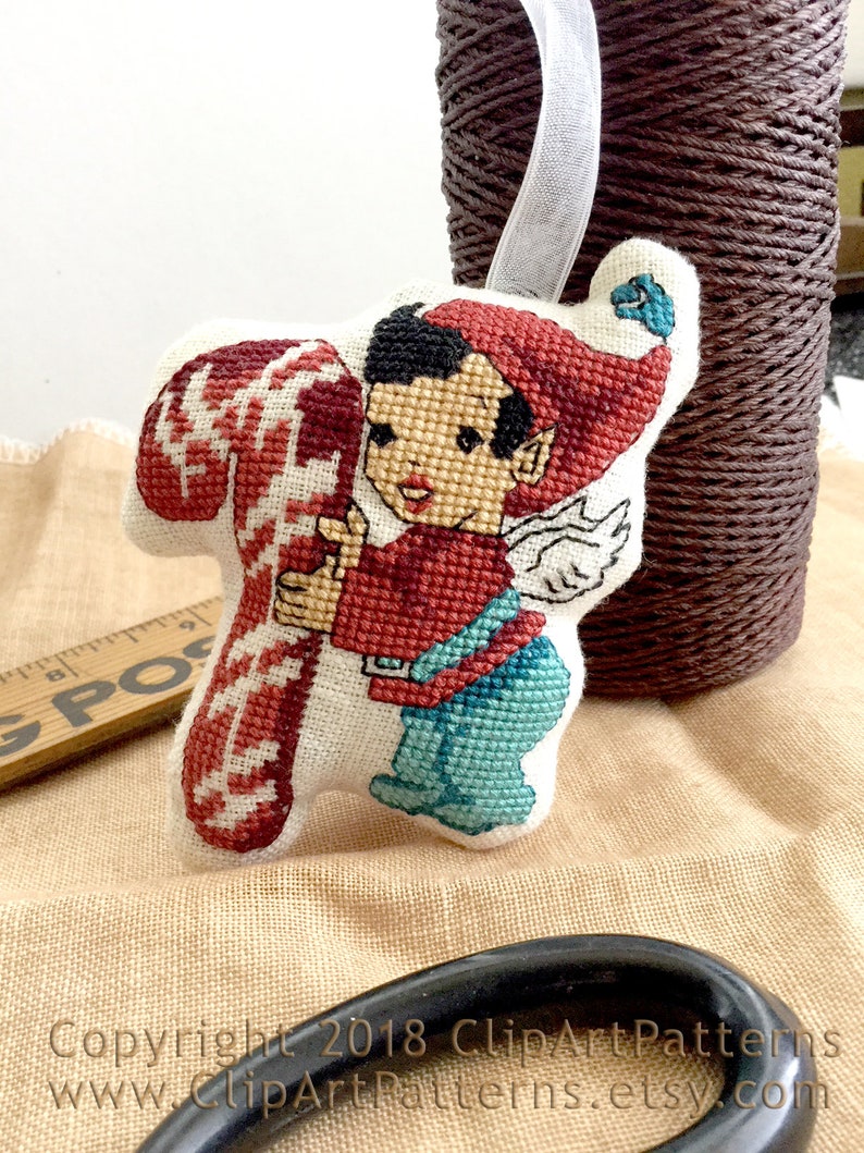 Cross stitch patterns Christmas ornaments PDF cute retro elf  Etsy