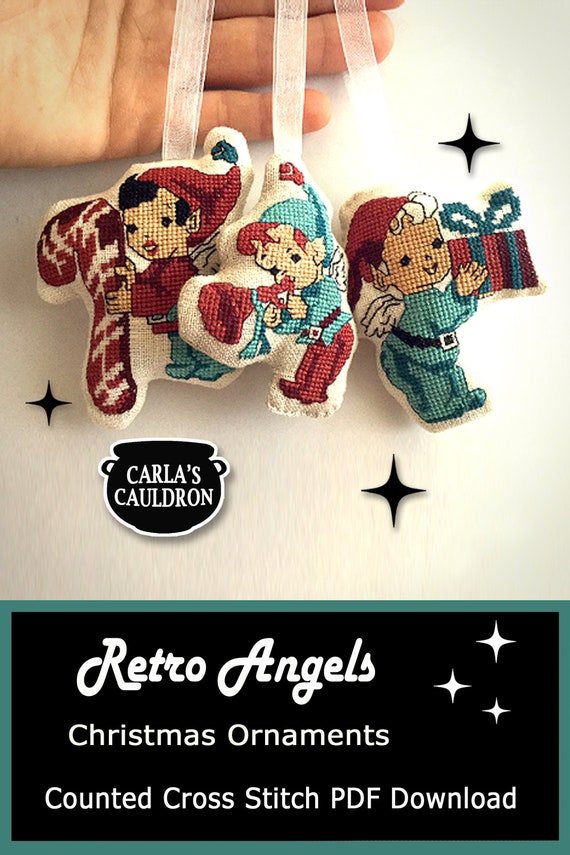 Christmas Ornaments Cross Stitch Pattern PDF Set Cute Retro - Etsy