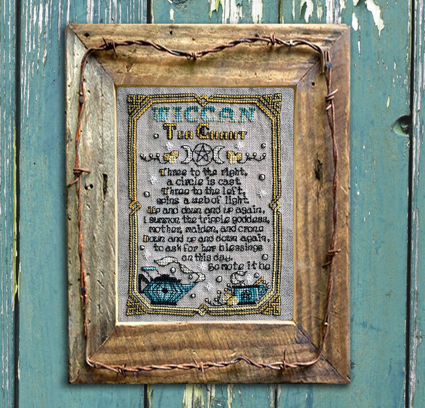 Pagan Cross Stitch Pattern Tea Spell Wiccan Magic Teapot Pdf Download