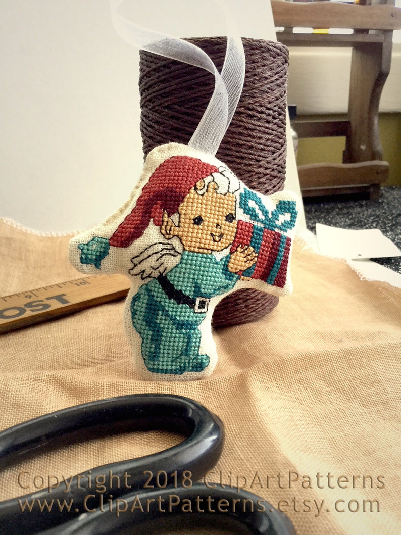 Cross stitch patterns Christmas ornaments PDF cute retro elf  Etsy
