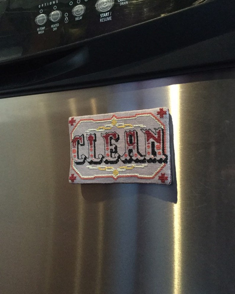 Clean & Dirty Dishes Cross Stitch Pattern Sign for Dishwasher PDF