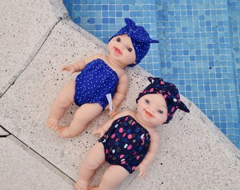 Maillot de bain et son bonnet poupée 34cm Paola Reina ou Minikane cadeau personnalisable