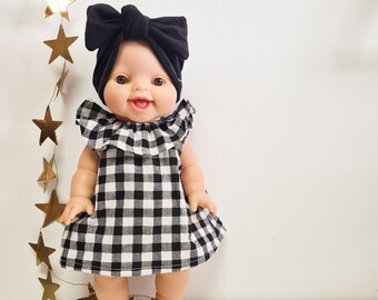 Dress clothes gift Vichy dress for Minikane doll 34cm customizable gift