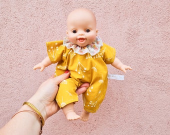 Clothing gift box Doll 28cm minikane Babies original personalized gift gingham mustard