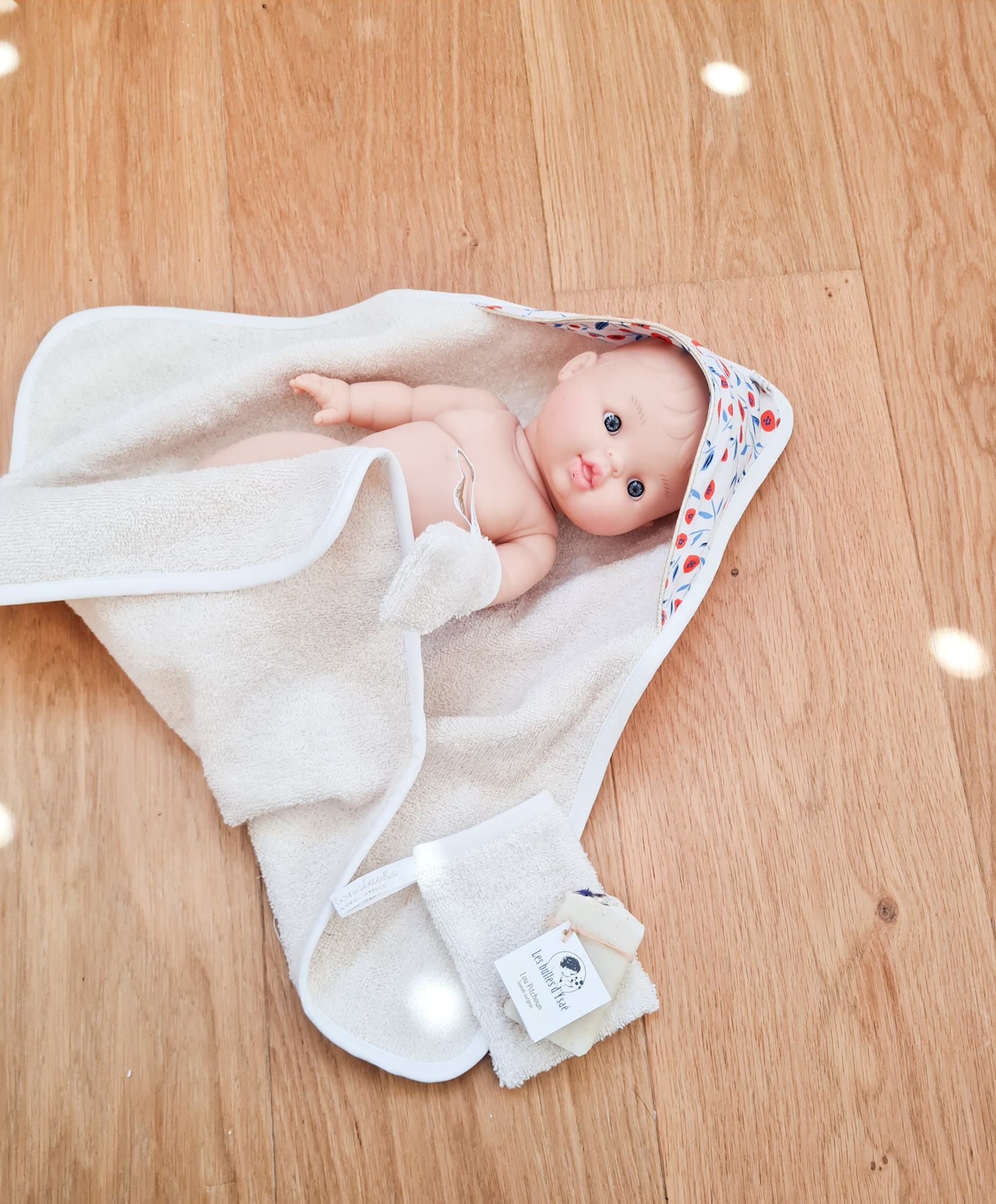 Peignoir bébé personnalisé : Hibou vert, Cadeau naissance personnalisé