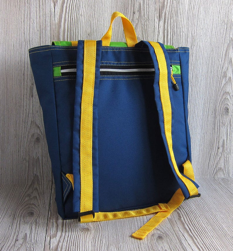 Colorful Laptop Backpack Green Navy Rucksack Hipster Etsy