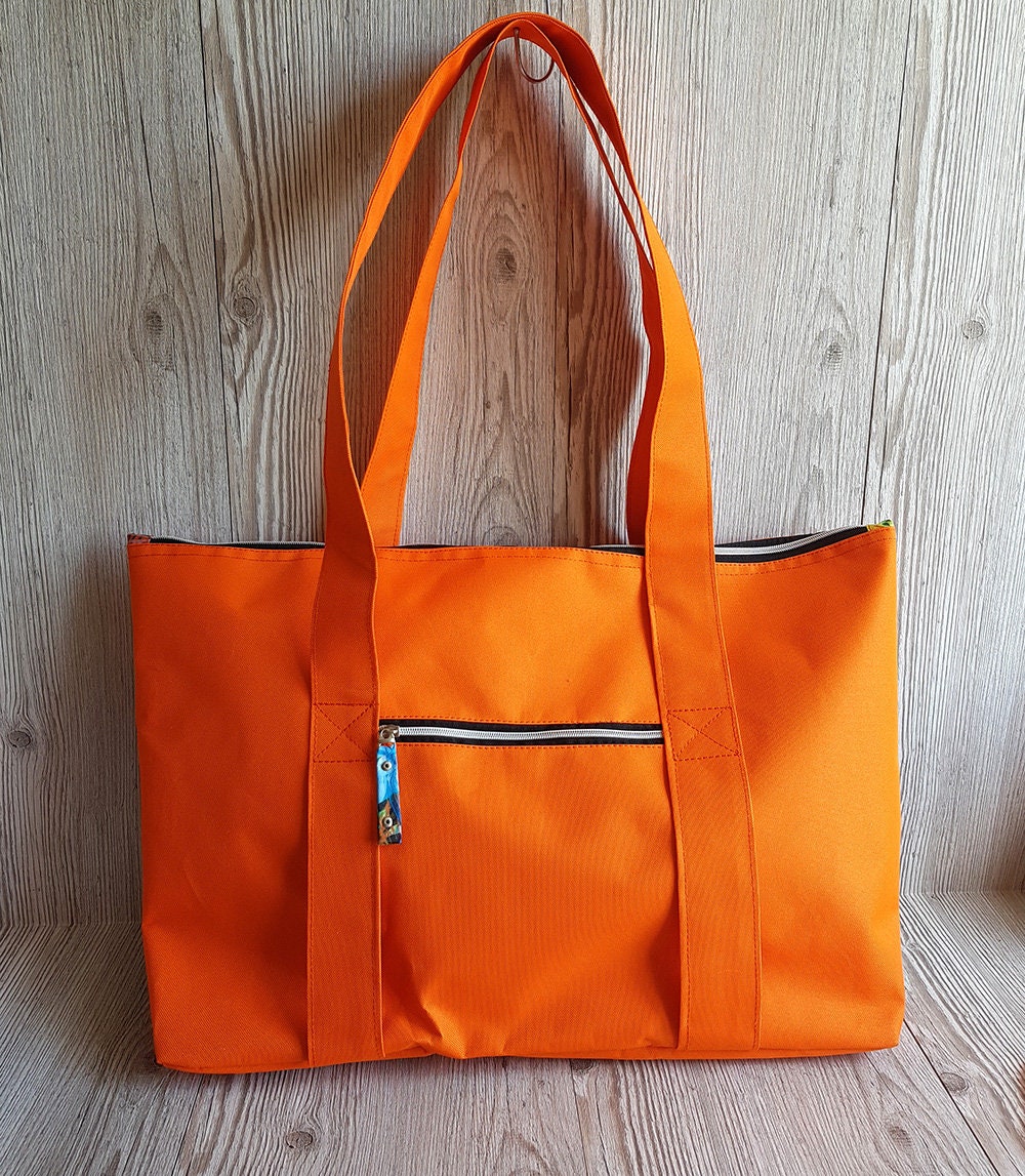 Large Orange Gym Bag Tropical Team Sports Bag Tote With Etsy