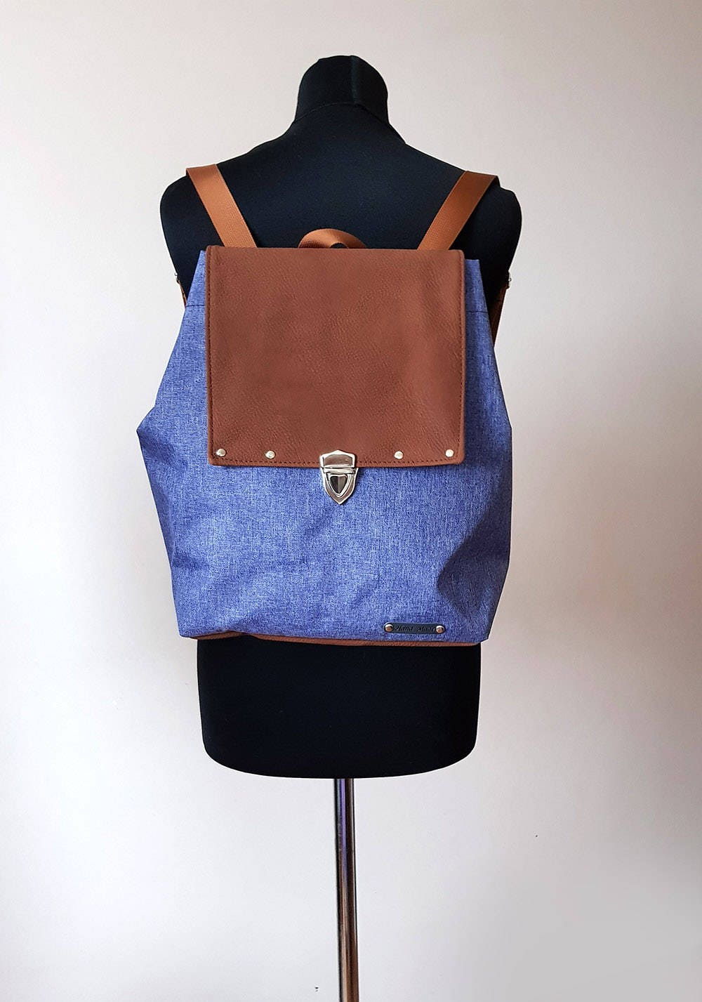 Mini Backpack Small Backpack Blue Backpack Purse Women Etsy