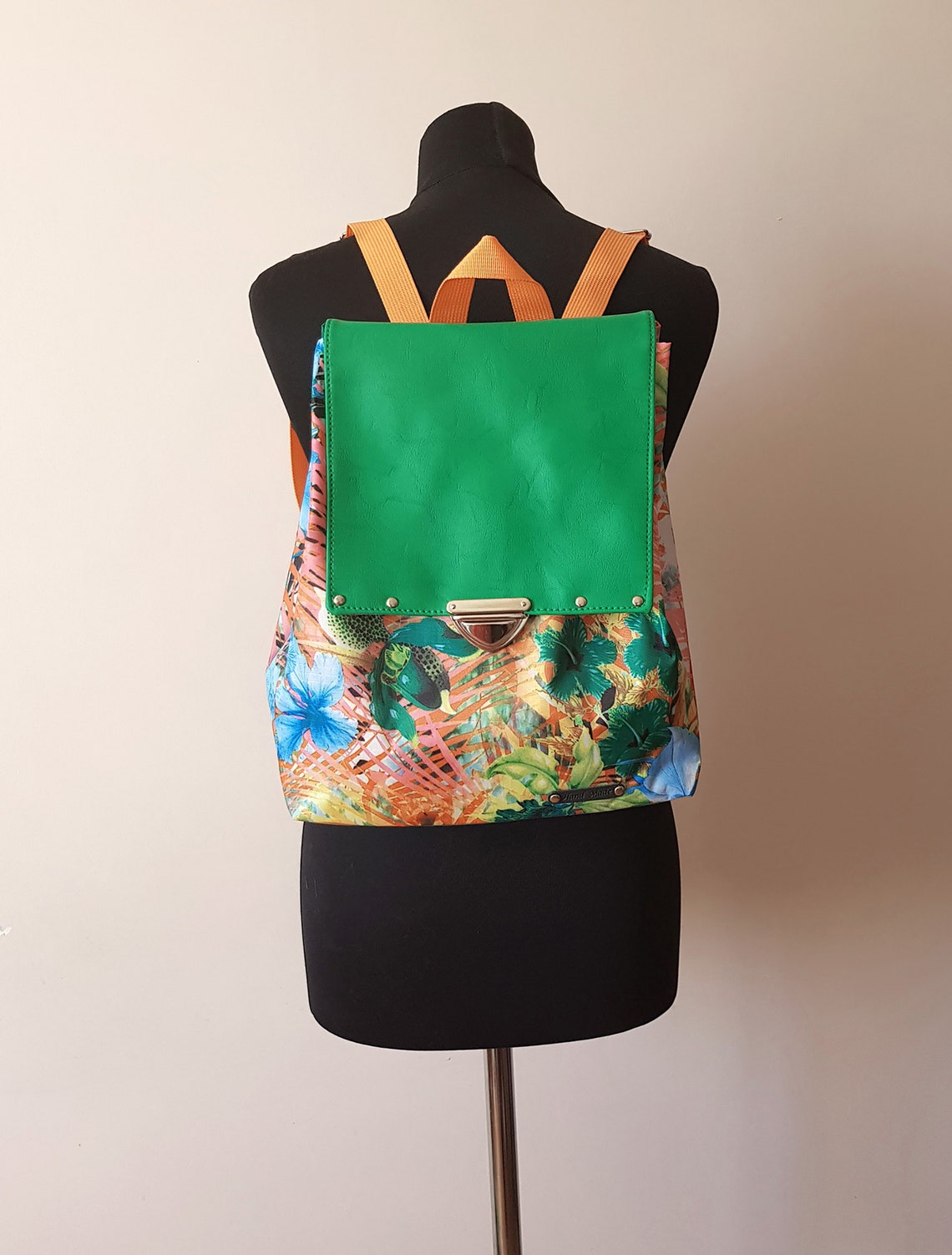 Colorful Small Backpack Tropical Backpack Purse Vegan Etsy