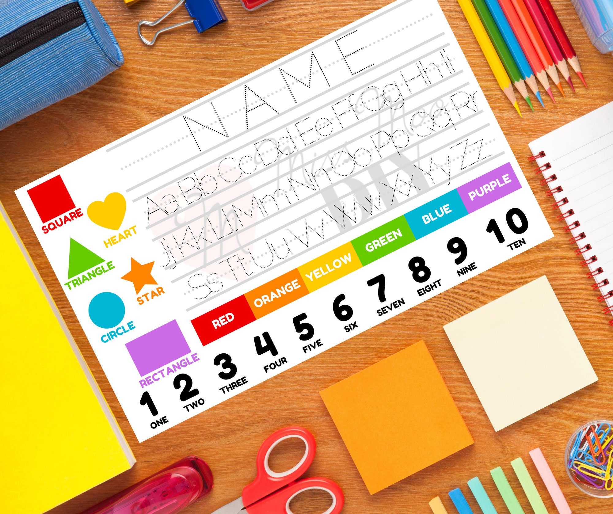 Preschool Primary Learning Custom Name Placemat Laminated Dry | Etsy