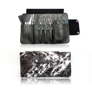 Designer Hairdressing Scissor Case Tool Roll - Shear Storage Wallet - B&W CH