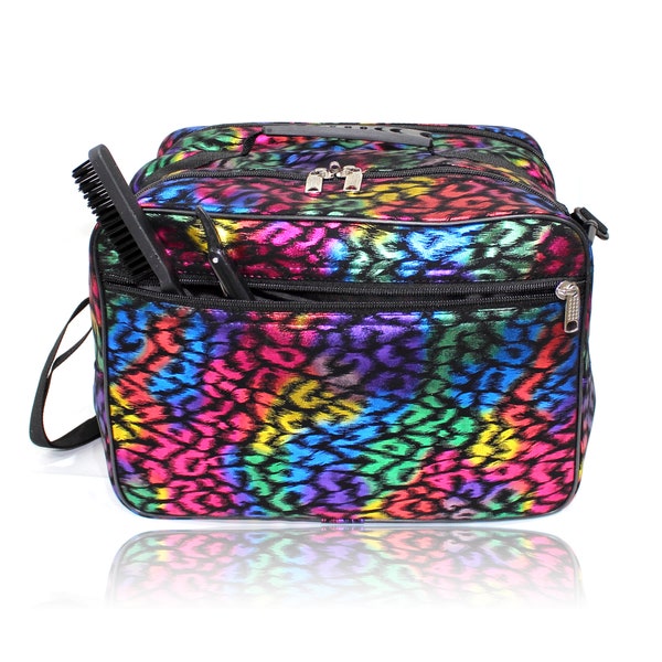 Designer Hairdressing Bag Mobile Hairdresser Equipment Bag Barber Bag Tool Carry Case Bag Rainbow Leopard