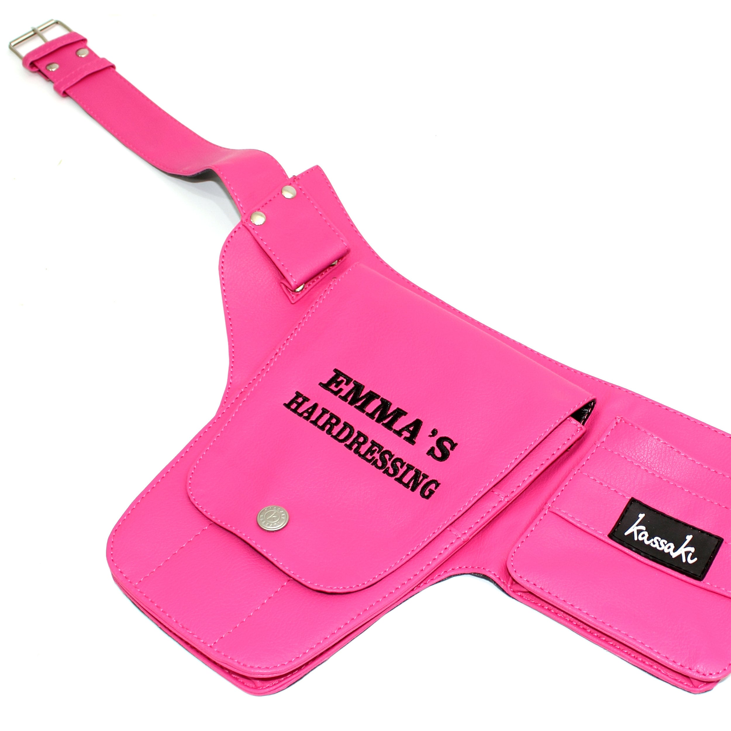Personalised Hairdressing Tool belt Embroidered Scissors Bag Shear Hip Holster Customised Hairdressers Pouch holds 10 scissors in Pink