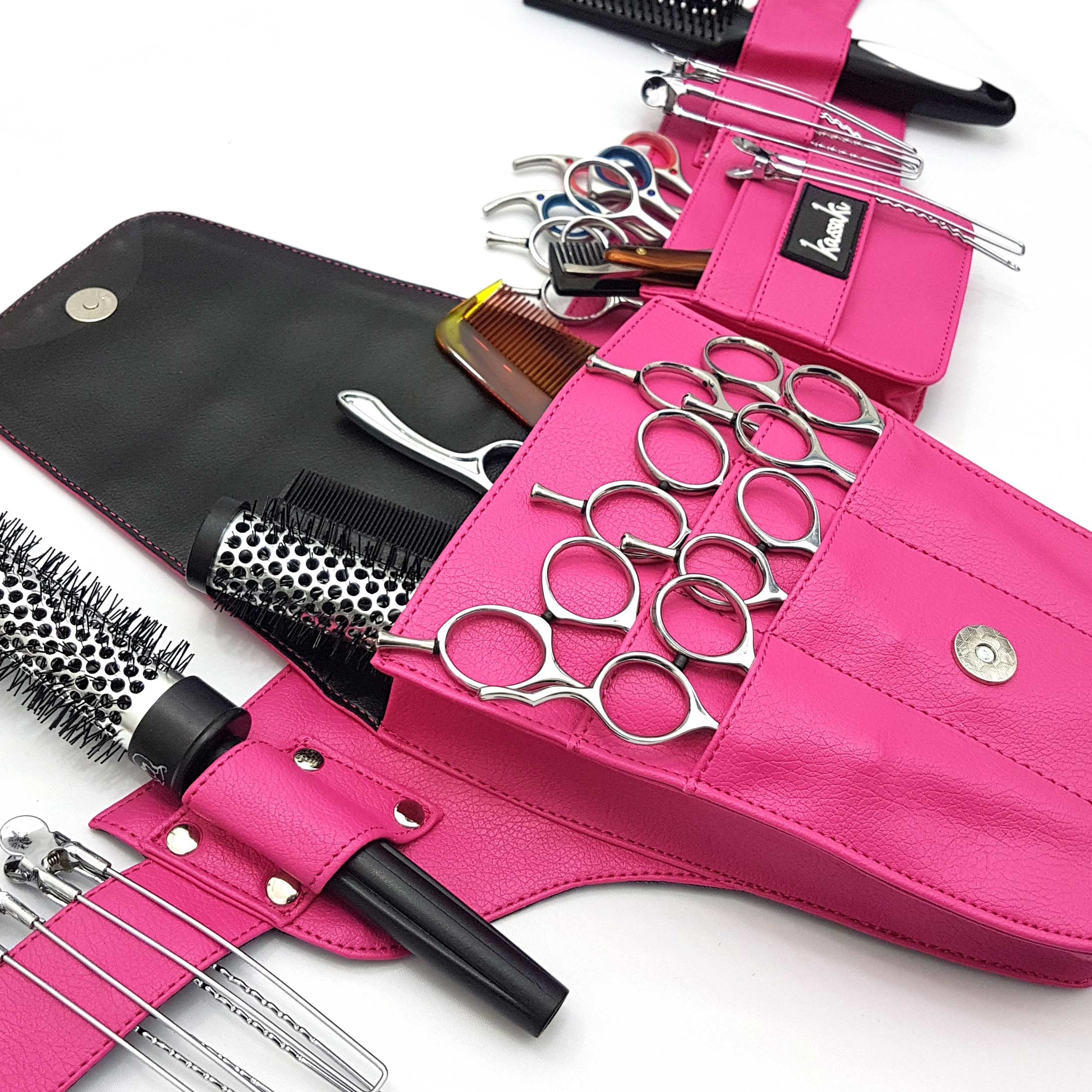 Personalised Hairdressing Tool belt Embroidered Scissors Bag Shear Hip Holster Customised Hairdressers Pouch holds 10 scissors in Pink
